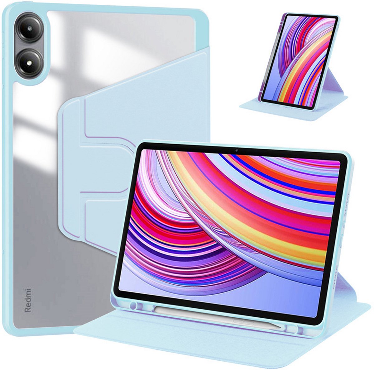 Coverup Tablethoes geschikt voor Xiaomi Redmi Pad 2 Pro Hoesje - 360° Rotating Folio Book Case met Wake/Sleep - Lichtblauw