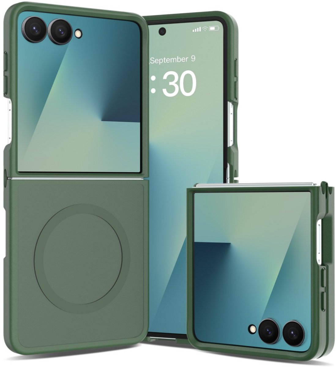 Casemania - Backover - Frosted Lens Protection Armor Case – Samsung Z Flip 8 - Groen