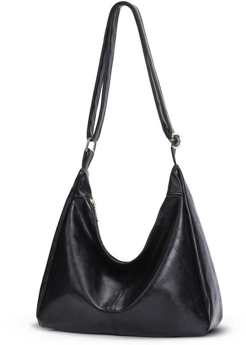 casalora - Slouchy hobo - Tas dames - Leren totebag crossbody schoudertas werk handtas - Zwart