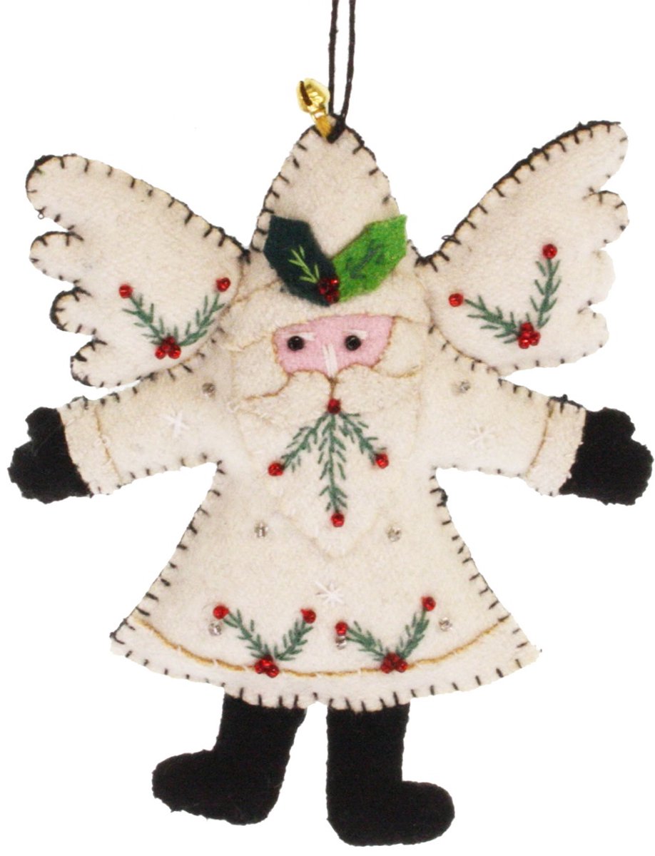 Kerstman hulst wit, vilt 10x2x13cm