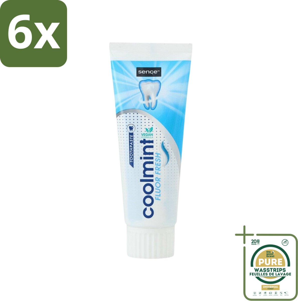 Sence - Freshmint - Tandpasta - Met Fluor - 75 ml - Voordeelverpakking - 6 stuks - Frisse adem - Mondhygiëne