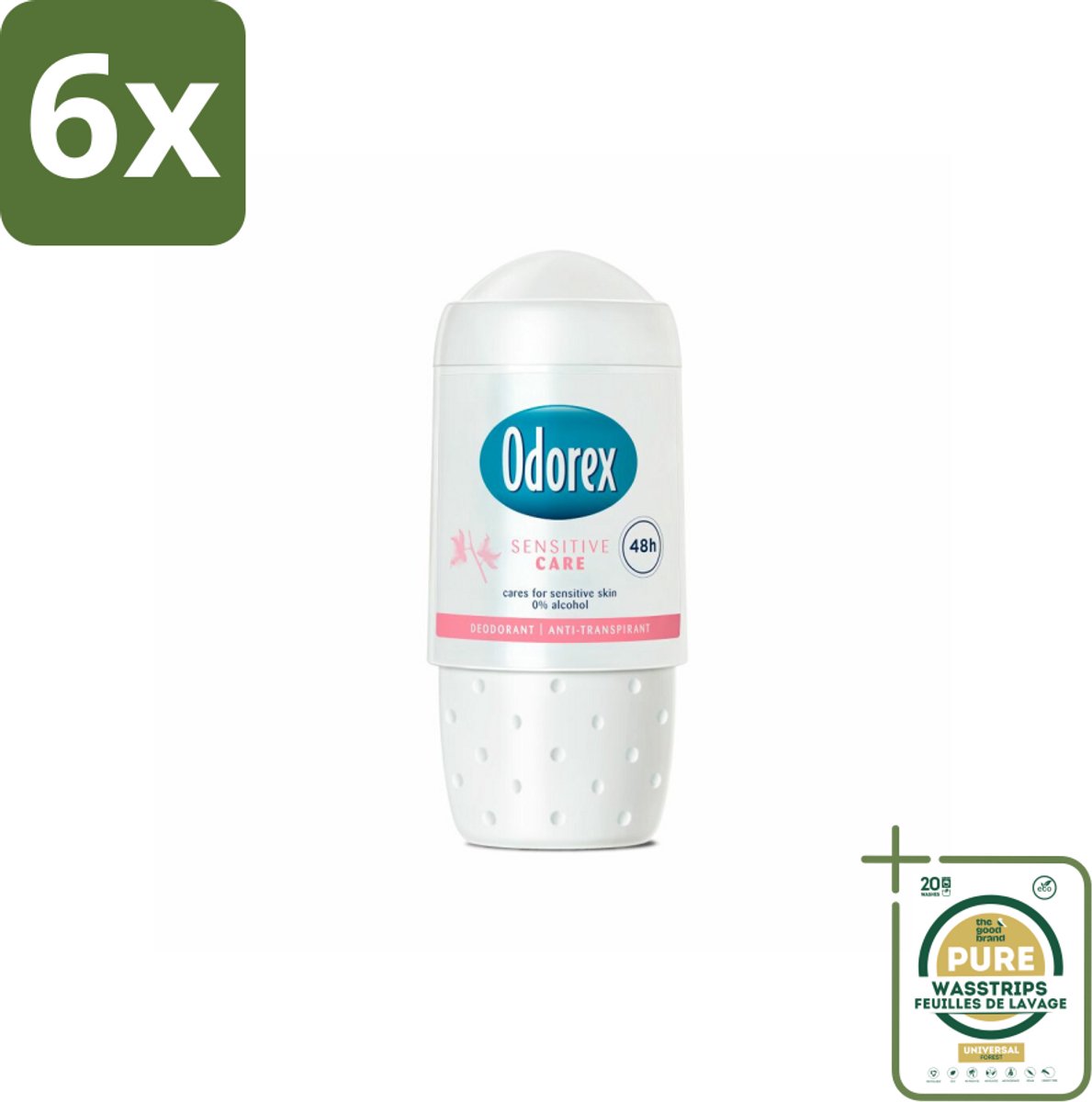 Odorex Deodorant Roller Sensitive Care 50 ml - Voordeelverpakking - 6 stuks - Roll-on - Huidbescherming