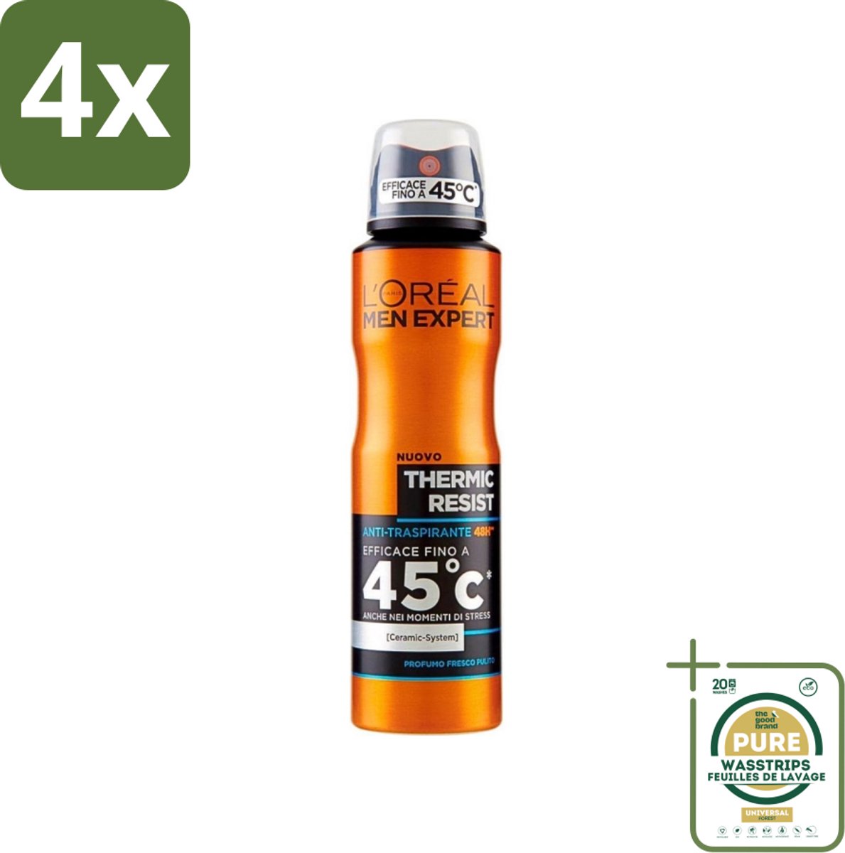 L'Oréal Men Expert Deo Spray - Deodorant - Thermic Resist - 150 ml - Voordeelverpakking - 4 stuks - Transpiratie bescherming - Frisheid