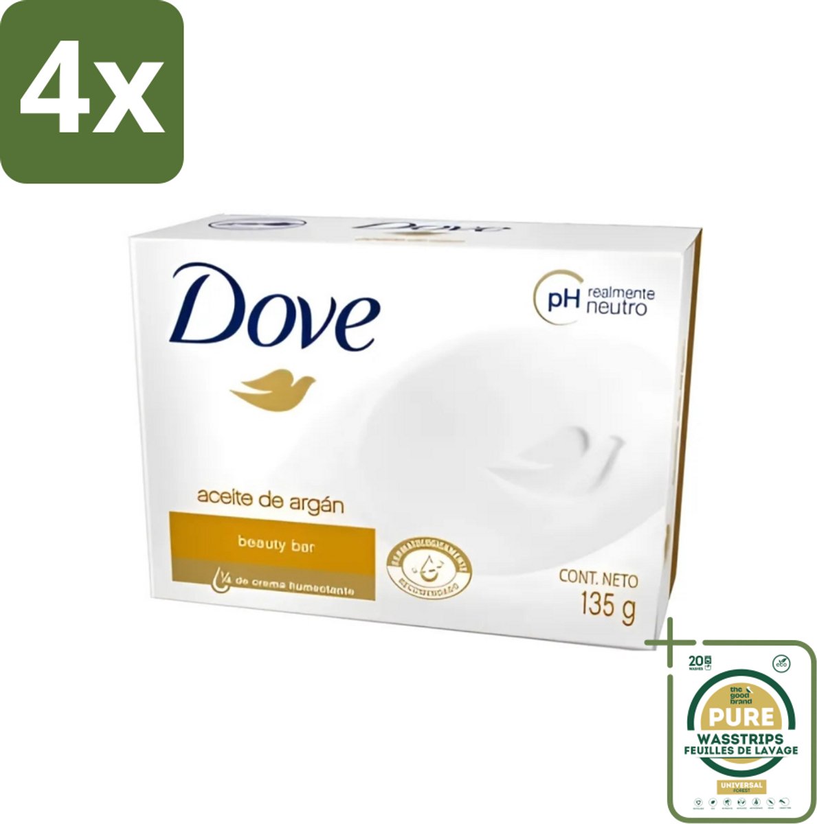 Dove - Zeep - Arganolie - Verzorgend en hydraterend - 135 g - Voordeelverpakking - 4 stuks - Hydratatie - Huid verzorging
