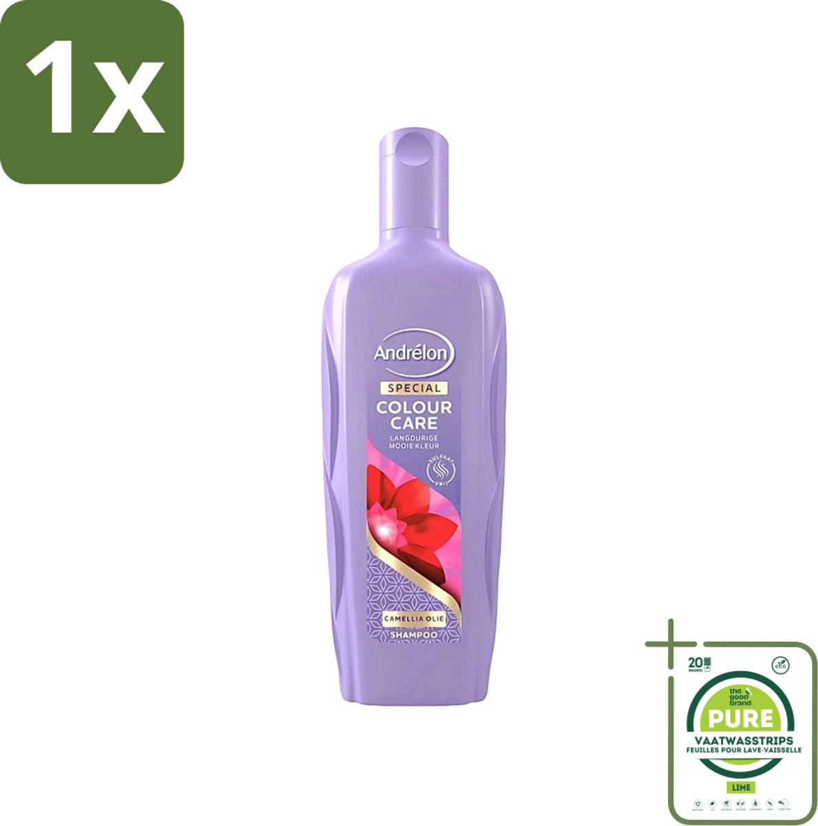 1 x Andrélon - Colour Care - Shampoo - Sulfaatvrij - 300 ml - Kleurbehoud - Sulfaatvrije Shampoo - Gekleurd Haar - Haarverzorging - Camellia-olie