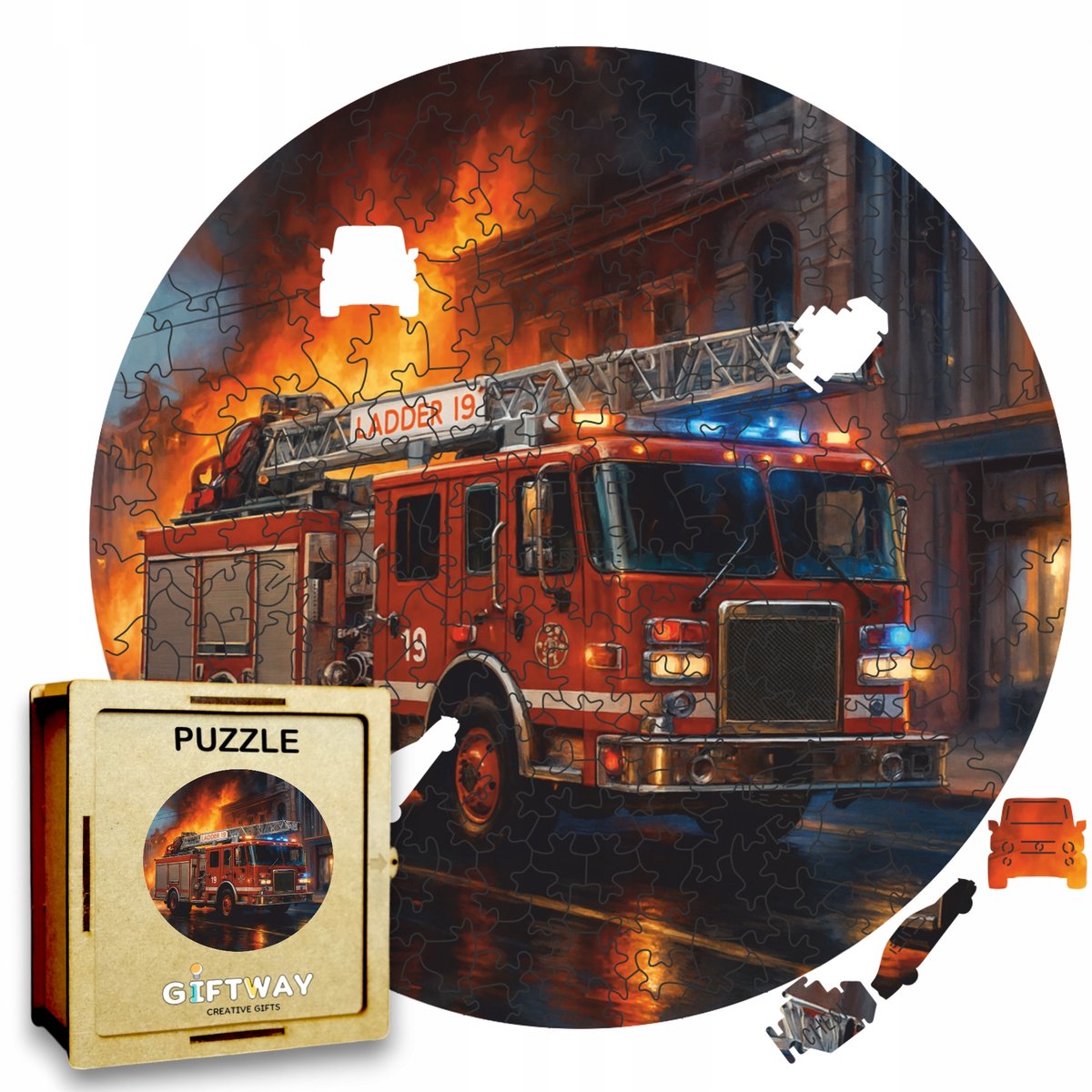 Houten Puzzel Brandweerwagen 215 Stukjes - Volwassen Legpuzzel