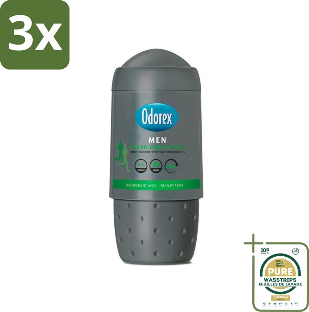3 x Odorex Deodorant Roller For Men Fresh Protection 50 ml - Grootverpakking - Mannelijke Deodorant - Deodorant Roll-on - Frisheid Voor Mannen - Zweetbescherming - Langdurige Frisheid