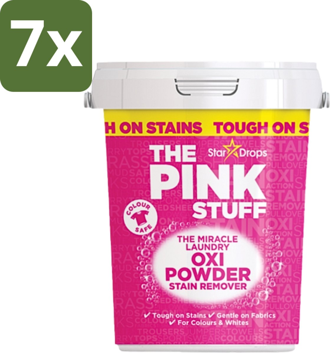 7 x The Pink Stuff - Vlekverwijderaar - Voor Bonte Was - 1kg - Vlekverwijderaar - Wasgoed Reinigen - Vlekken Verwijderen - Poeder Voor Was - Kleurbehoud