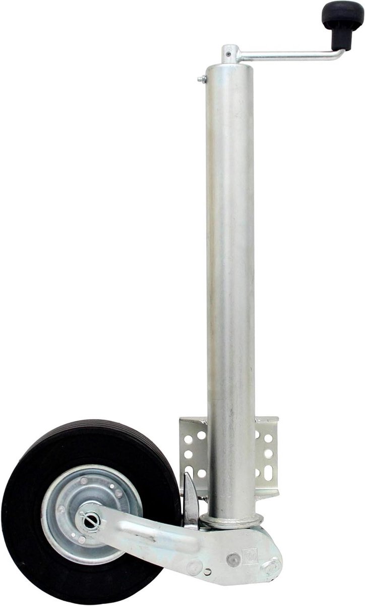 Automatisch Steunwiel - Aanhangerwiel Lang - Aanhanger Stabiliseren - Universele Flens - 500 kg Draaglast - Zilverkleurig