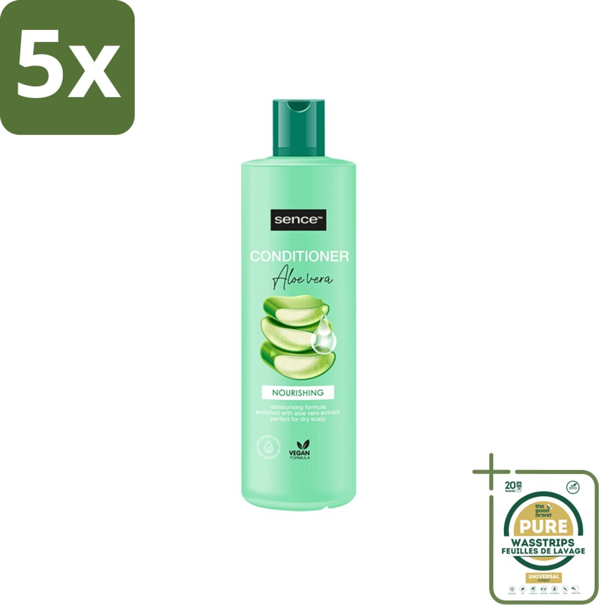 5 x Sence - Aloë Vera - Shampoo - Verzachtend - 400 ml - Grootverpakking - Aloë Vera Shampoo - Verzachtend Shampoo - Droog Haar Shampoo - Beschadigd Haar Shampoo - Gezond Haar