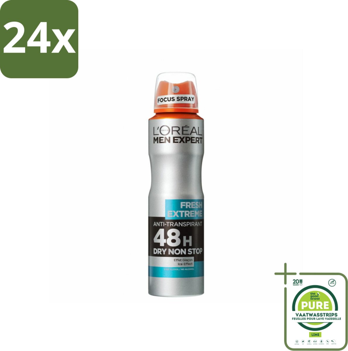 L'Oréal Men Expert Deodorant Spray Fresh Extreme 150 ml - Voordeelverpakking - 24 stuks - 48 uur deodorant - Anti-geur