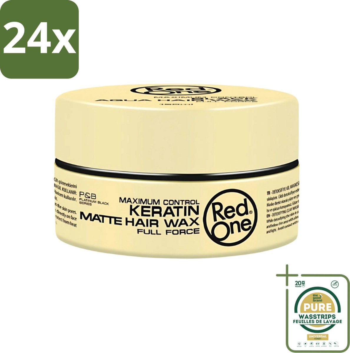 Red One - Haarwax - Keratin Matte - Versterkende Styling - Voor Sterke Hold & Matte Look - 150 ml - Voordeelverpakking - 24 stuks - Matte finish - Styling wax