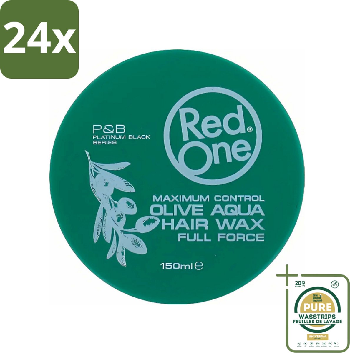 Red One - Haarwax - Cobra Aqua - Maximale Controle - Voor Krachtige Hold & Glans - 150 ml - Voordeelverpakking - 24 stuks - Cobra aqua - Controle haar