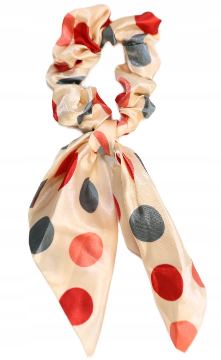 Dames haarscrunchie met touwtje, stippenpatroon, elastisch haarelastiek
