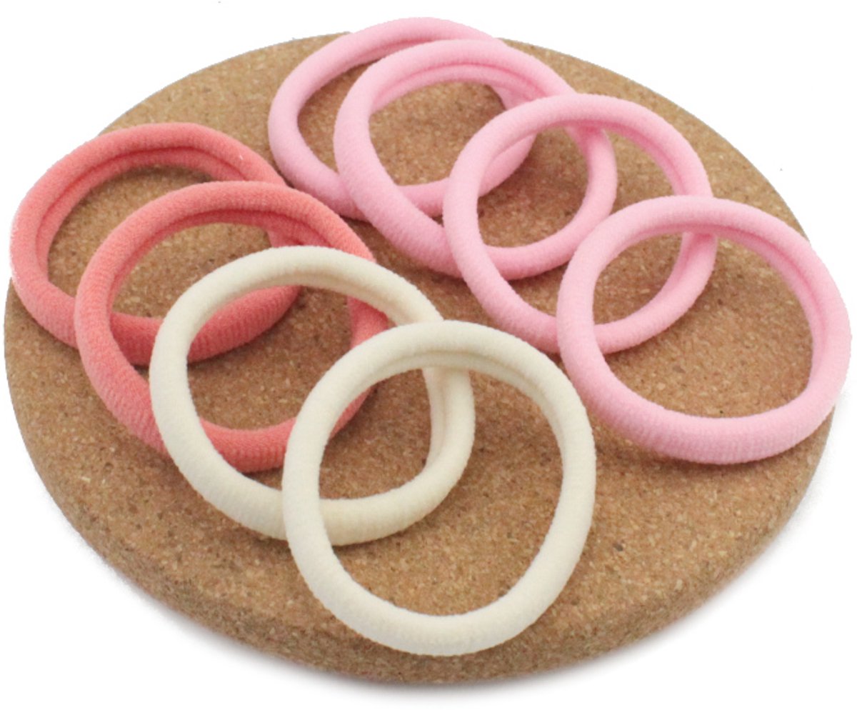 Lycra haarbandjes set - 8 stuks - Sterk & Dik - Rozenmix