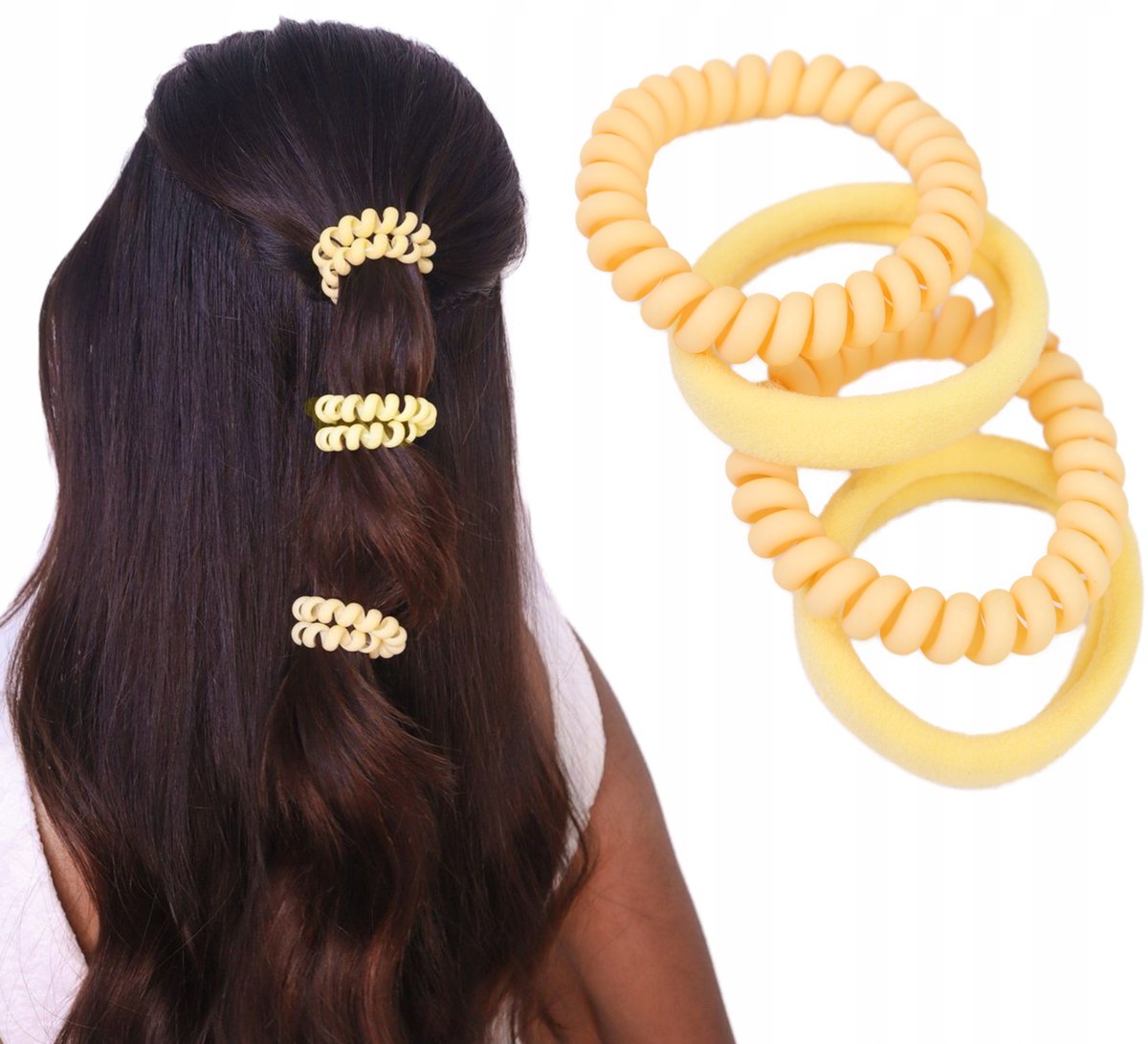 Set van 4 Gele Haarveren - Elastische Haarelastiekjes