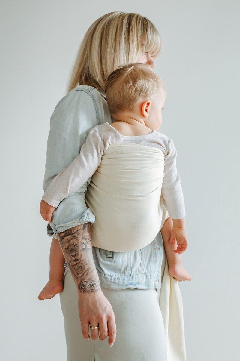 Draagdoek Ringsling - Baby Draagsysteem - Baby Dragen - 100% Biologisch Katoen - 210 x 70 cm - Beige – foto 7