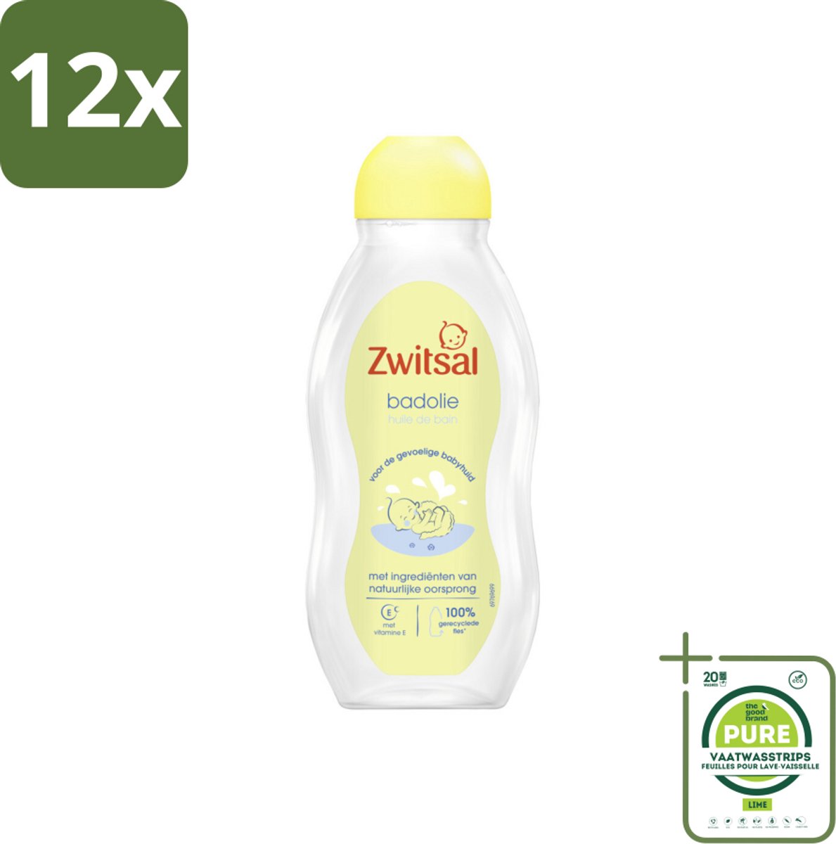 Zwitsal Badolie 200 ml - Voordeelverpakking - 12 stuks - Badolie voor baby - Droge huid