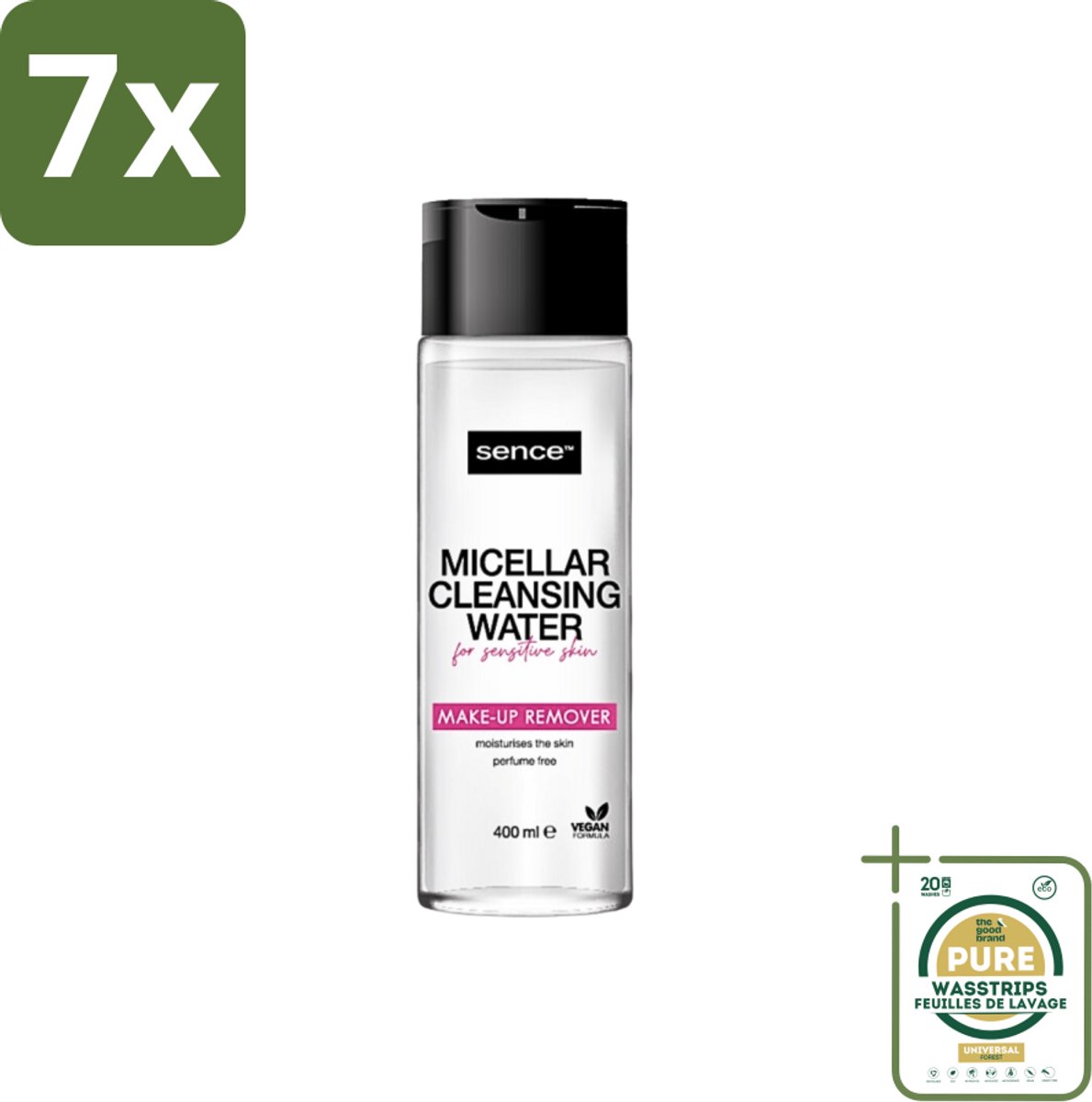 7 x Sence - Gevoelige Huid - Micellair Water - Make-up Remover - 400 ml - Grootverpakking - Gevoelige Huid - Make-up Remover - Micellair Water - Hypoallergenisch - Parfumvrij