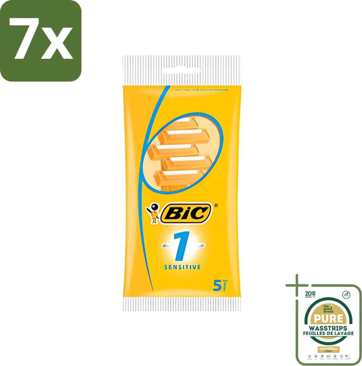 7 x Bic - Scheermesjes - Sensitive - Enkel Mesje - Wegwerpmesjes - 5 Scheermesjes - Grootverpakking - Scheermesje - Wegwerpscheermesje - Gevoelige Huid - Roestvrij Staal - Polymerische Bekleding