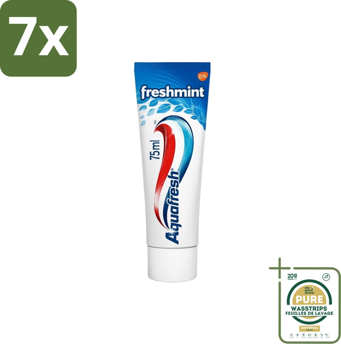 7 x Aquafresh Tandpasta Freshmint Frisse Adem 75 ml - Grootverpakking - Tandpasta - Frisse Adem - Suikerzuurbescherming - Gaatjesbescherming - Tandvleesbescherming