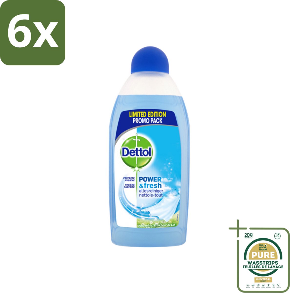 Dettol Power & Fresh Allesreiniger Katoenfris 500 ml - Voordeelverpakking - 6 stuks - Voedselresten verwijderen - Vuil verwijderen