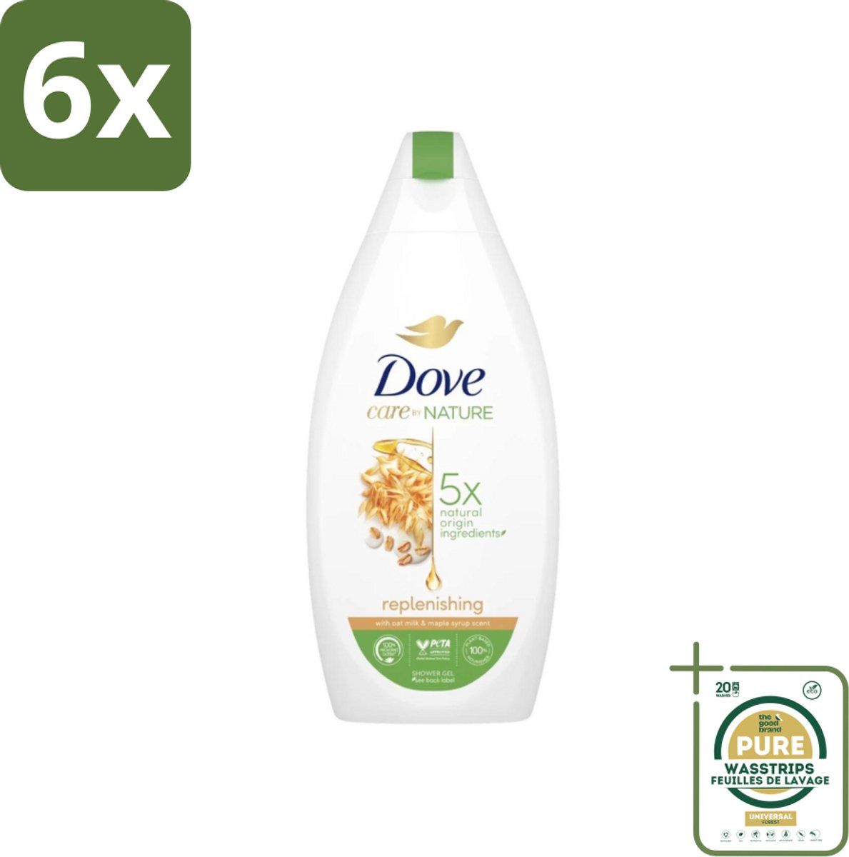Dove - Douchegel - Replenishing - Hydraterend en verzorgend - 400 ml - Voordeelverpakking - 6 stuks - Huid verzorging - Zachte huid