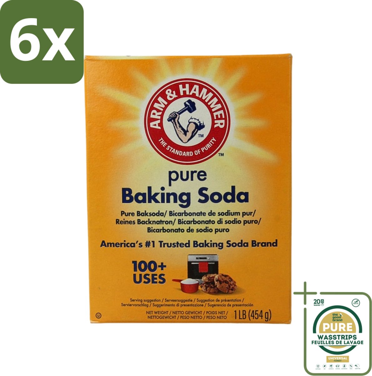 Arm & Hammer - Baking Soda - Multifunctioneel - Biologisch Afbreekbaar - 454 g - Voordeelverpakking - 6 stuks - Arm and hammer baking soda - Bakpoeder