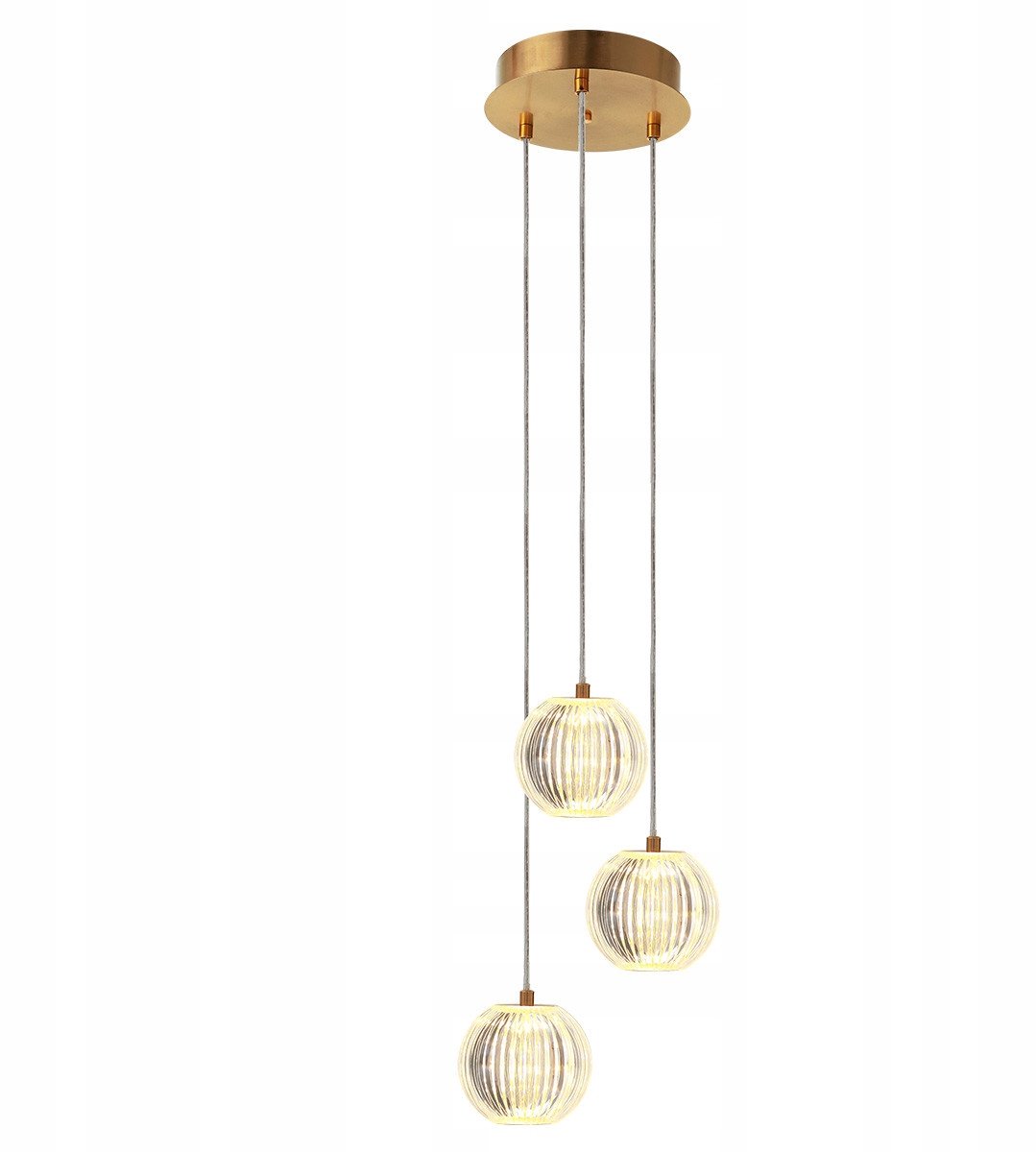 Schitterende 3 Gouden Hanglampen met Acryl Bollen - Glamour Stijl