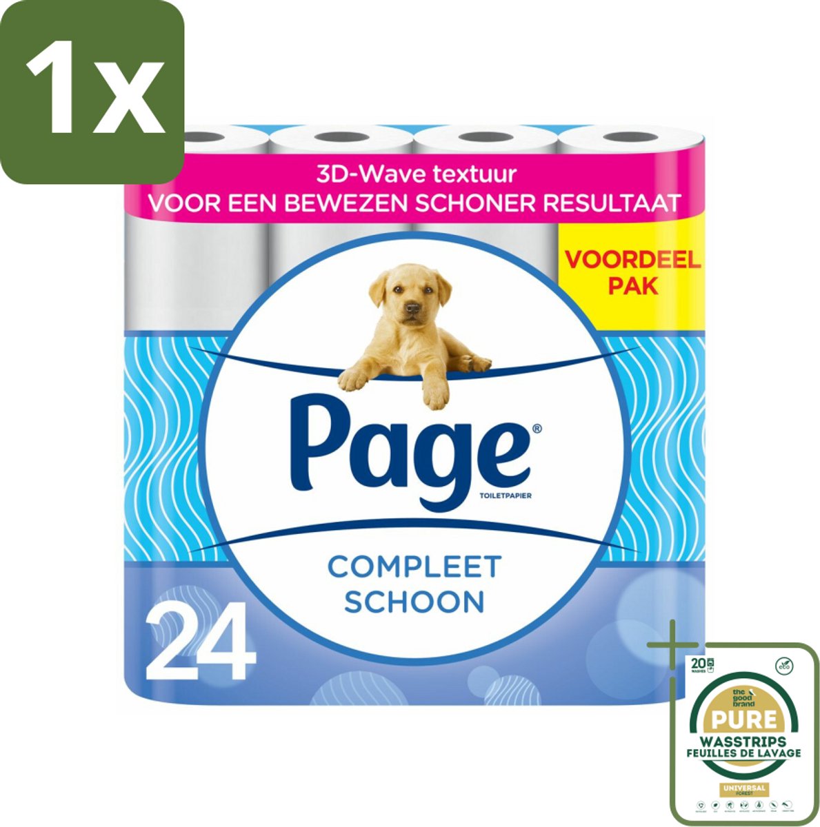 1 x Page Toiletpapier Compleet Schoon 2-laags 24 stuks per verpakking- Toiletpapier - 2-laags Toiletpapier - 3D Wave™ - Katoen - Hygiëne