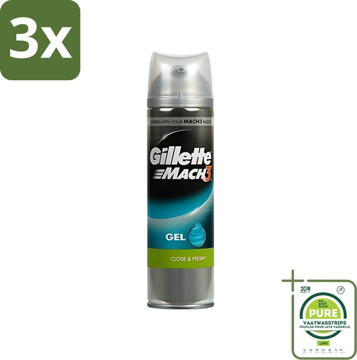 3 x Gillette - Mach3 - Scheergel - Complete Defense Extra Comfort - Verzorgend - 200 ml - Grootverpakking - Scheergel - Scheren - Huid Verzorging - Comfortabel Scheren - Gevoelige Huid