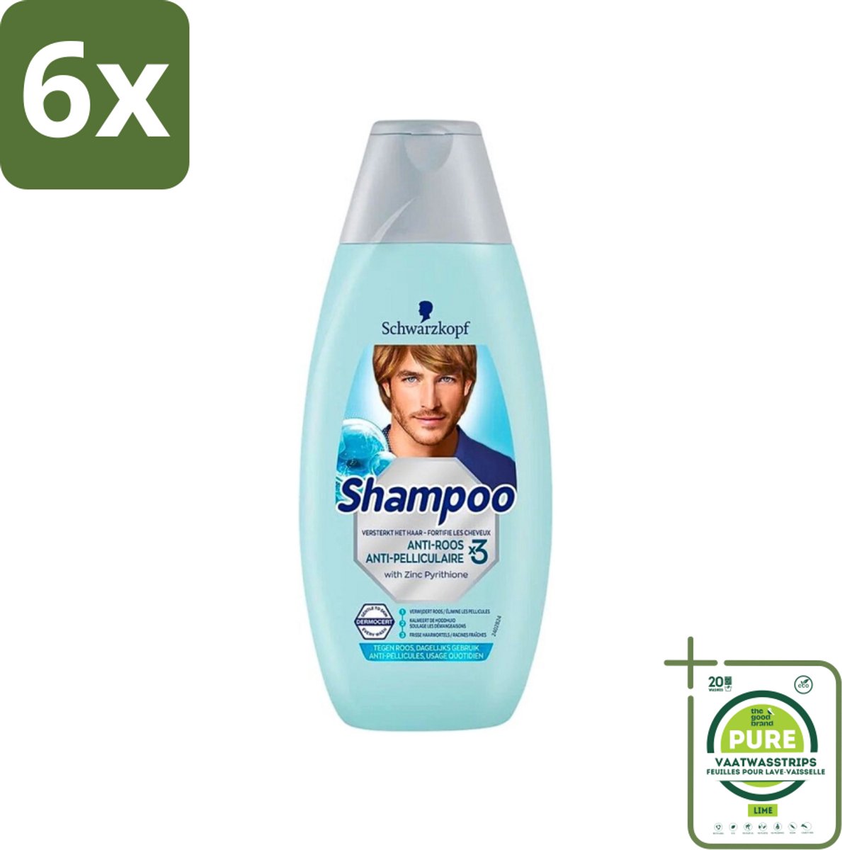 Schwarzkopf - Shampoo Anti-Roos - Tegen Schilfers & Jeuk - 400 ml - Voordeelverpakking - 6 stuks - Anti-roos shampoo - Roos bestrijding