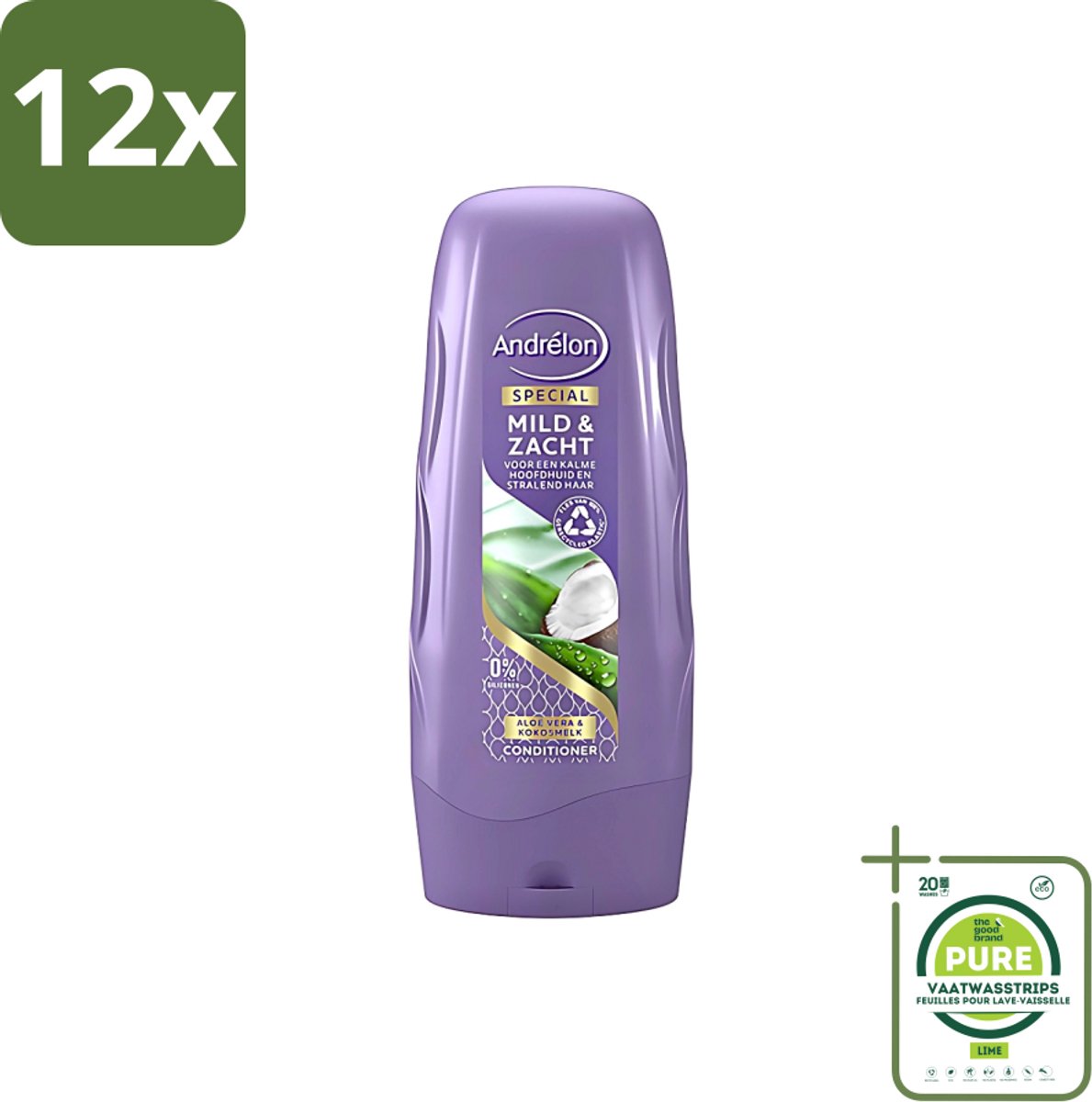 Andrélon - Mild & Zacht - Conditioner - Voor Gevoelige Hoofdhuid - 300 ml - Voordeelverpakking - 12 stuks - Gevoelige hoofdhuid - Droge hoofdhuid