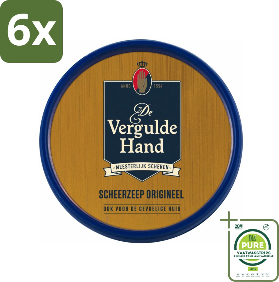 Vergulde Hand Scheerzeeptablet 75 gr - Voordeelverpakking - 6 stuks - Scheerzeep - Scheerbeurt