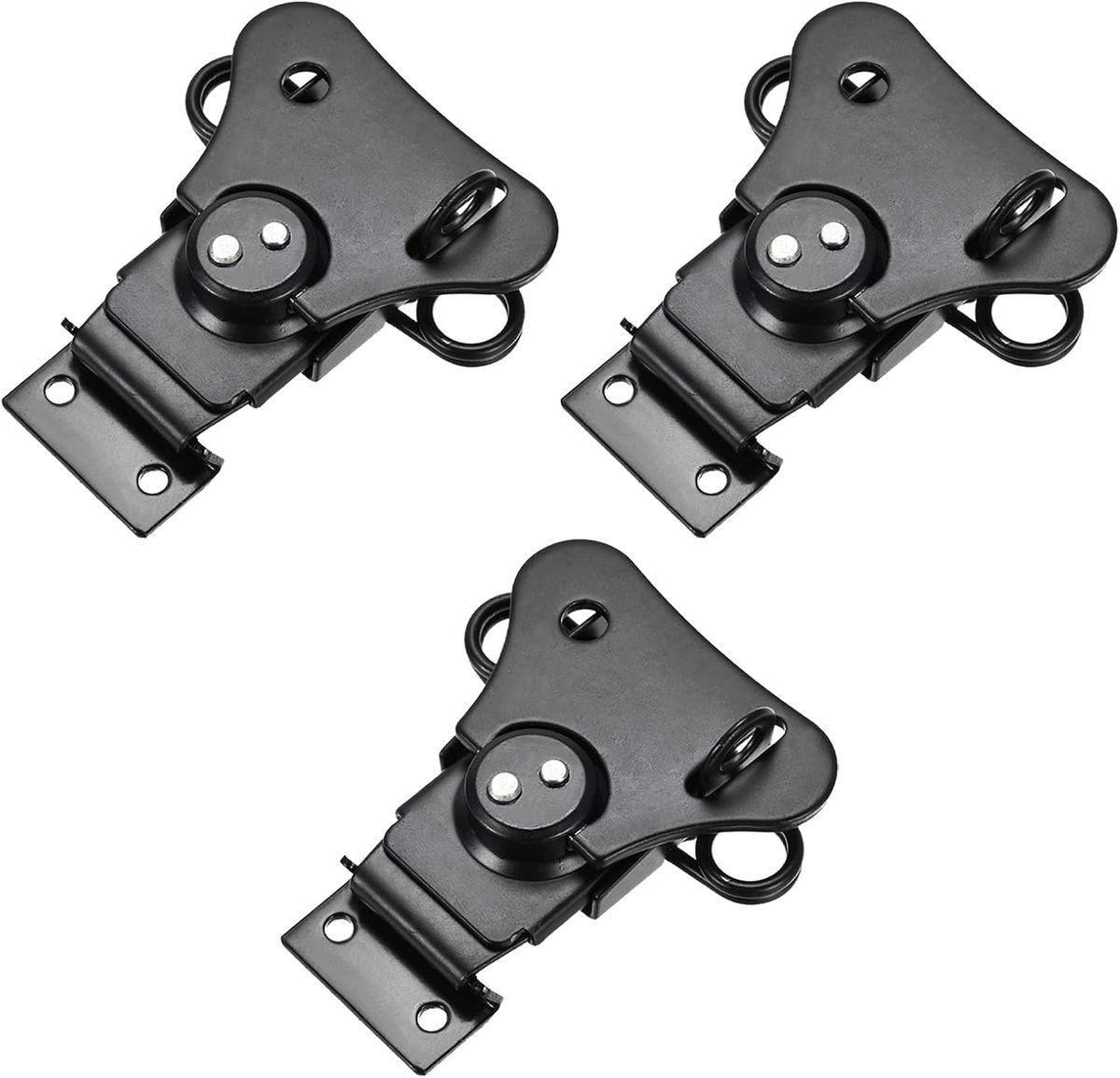 Veerbelaste vlinder twist vergrendeling (65mm/2.56") 3 stuks, ijzeren plating keeper tuimelklemmen met sleutelgat - voor koffers houten kist, zwart