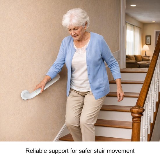 supregear Wandbeugel voor Badkamer, Antislip Douchegreep van RVS, Steunbeugel voor Bad Douche Toilet Trap, Wit Roestvrij Staal, Veiligheidshandgreep voor Ouderen Kinderen en Zwangeren, 60 cm — afbeelding 3