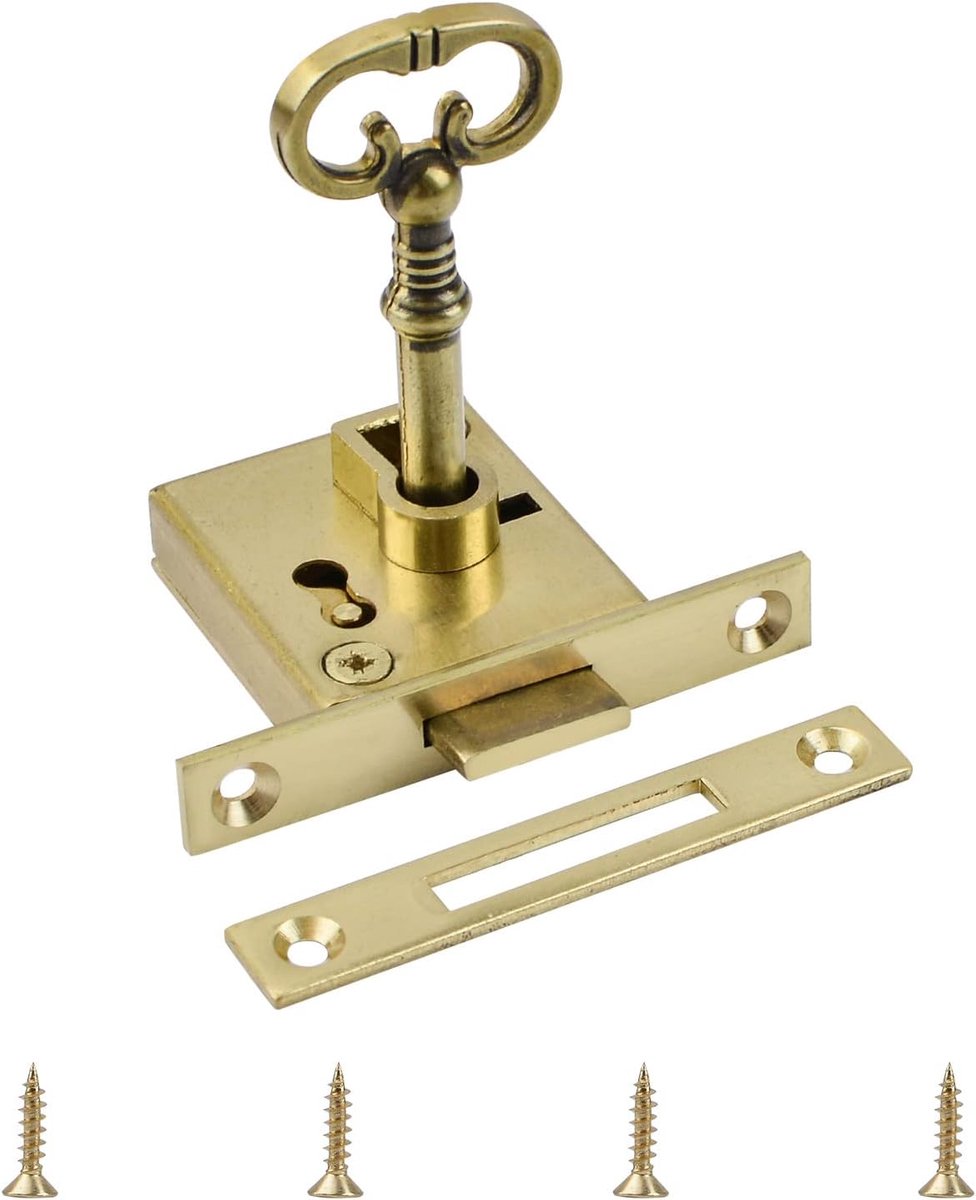 slot, 1 stuk gouden kastslot set met sleutel decoratief antiek messing slot voor kast, kledingkast, lade, kast, houten kisten