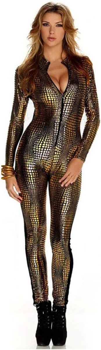 Kattenkostuum voor Dames, Slangenhuid, Strepen, Club, DS Lak, Pak, Strakke Kleding, Slangenhuid-Overalls, Catwoman Kostuum, Volledig Pak