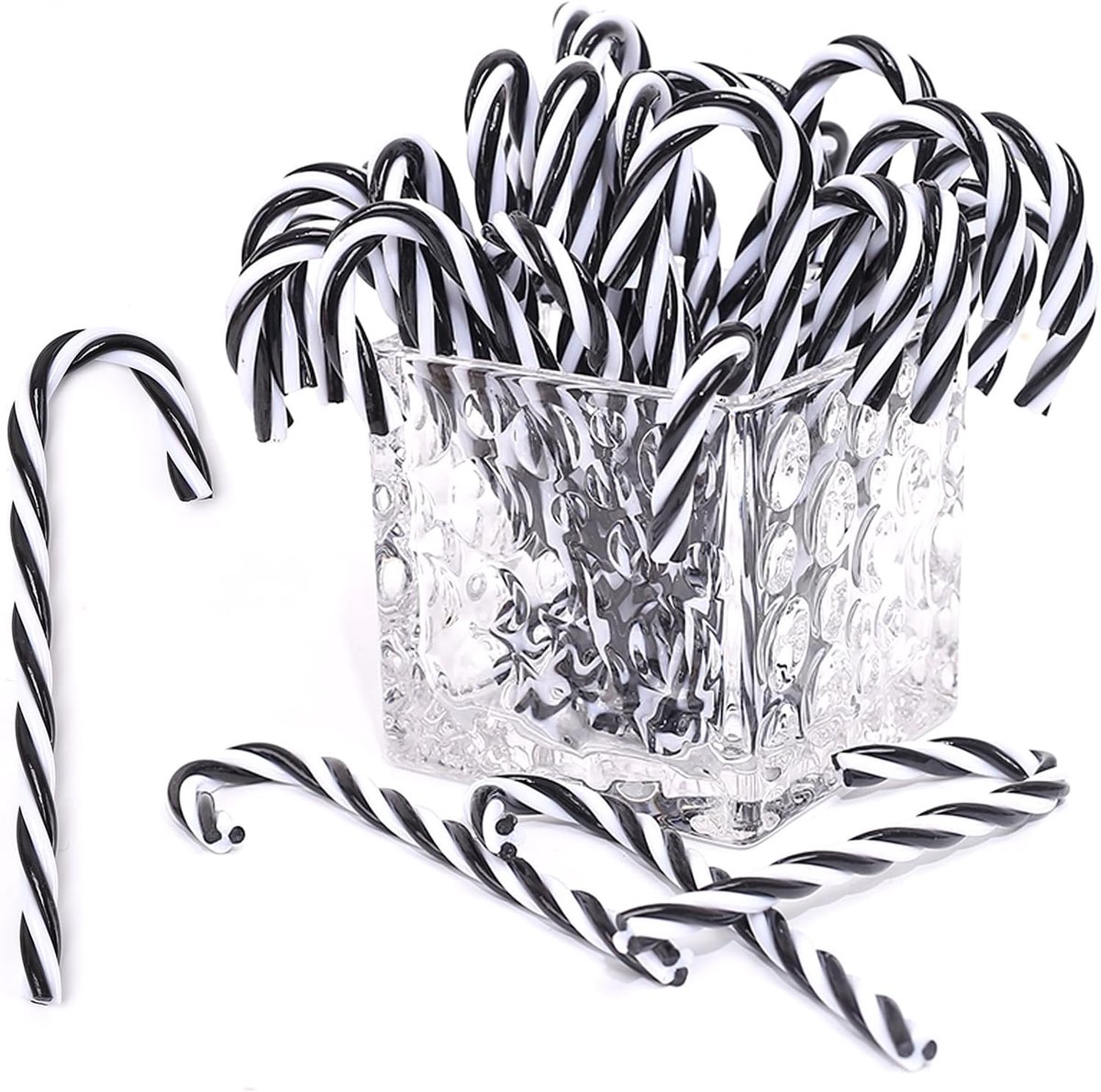 Hangende ornamenten plastic gedraaide kruk ornamenten kerstboomdecoratie voor kerstfeestbenodigdheden kerstambachten binnen buiten decor (12 geen gaten zwart)