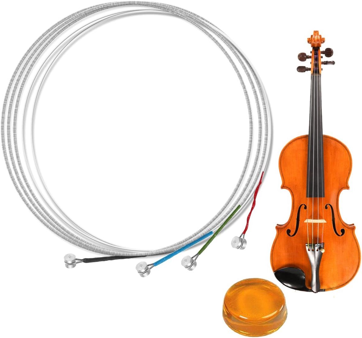 Vioolsnaren Fiddle String Snaren, voor maten 1/2, 1/4, 1/8 staalsnaren, volledige snaarset voor viool, roestvrij accessoires voor muziekinstrumenten, met 1 boog colofonium