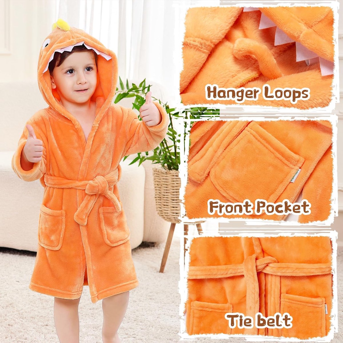 Badjas voor kinderen, fleece kamerjas voor jongens en meisjes, badjas met capuchon
