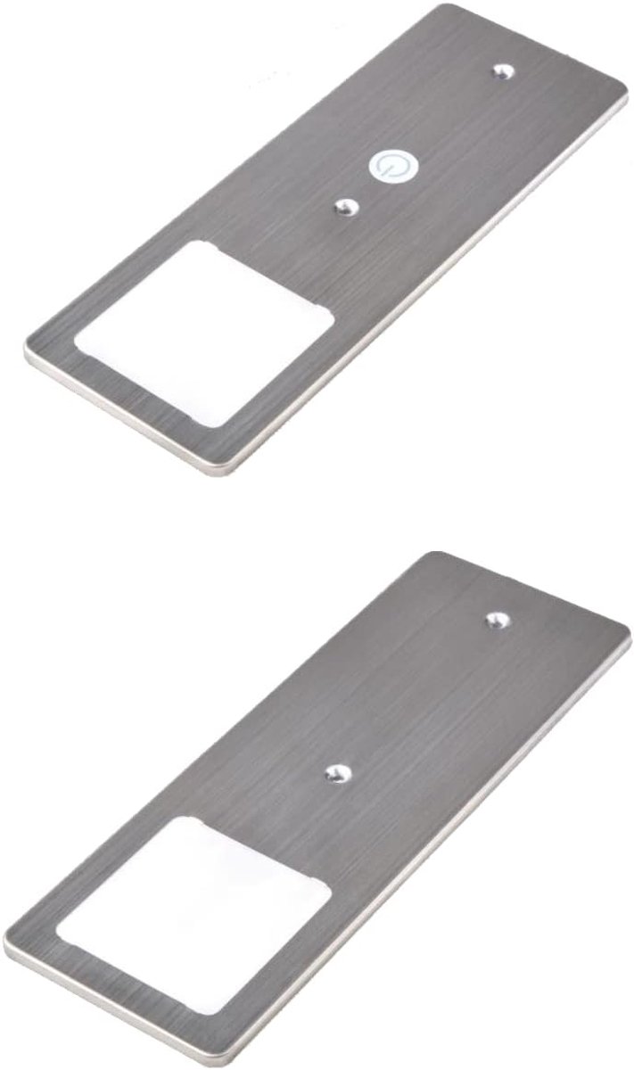 kalb | LED under-cabinet armaturen roestvrij staal geborsteld 5W- zeer platte keuken armatuur met touch dimming functie inbouwspot, selectie:Set van 2 warm wit