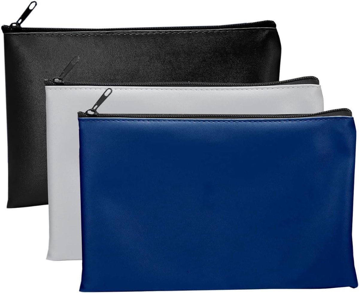 3 stuks portemonnee, portemonnee voor bankbiljetten, PU-leer, vakken voor contant geld, rekeningen, munten, cheques, containers, cosmetica met ritssluiting, 27,9 x 15,2 cm