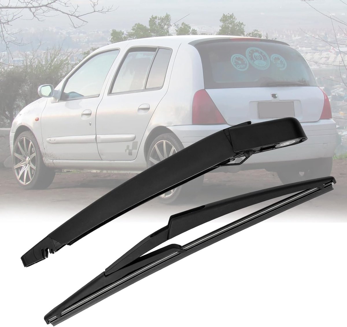 ruitenwisserarm voor de achterruit, compatibel met Renault Clio MK2 1998-2012, achterruitwisser arm auto achterruitenwisserblad kit waterdichte ruitenwisserarm