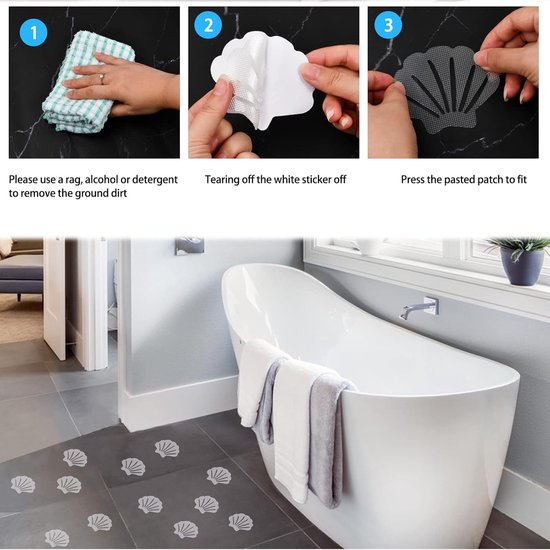 20 stuks antislipstickers voor in de badkuip, mat, shell-vorm, antislip pads, voor douche, transparant, zelfklevende anti-slip stickers, voor trappen, antislip oppervlakken — afbeelding 4