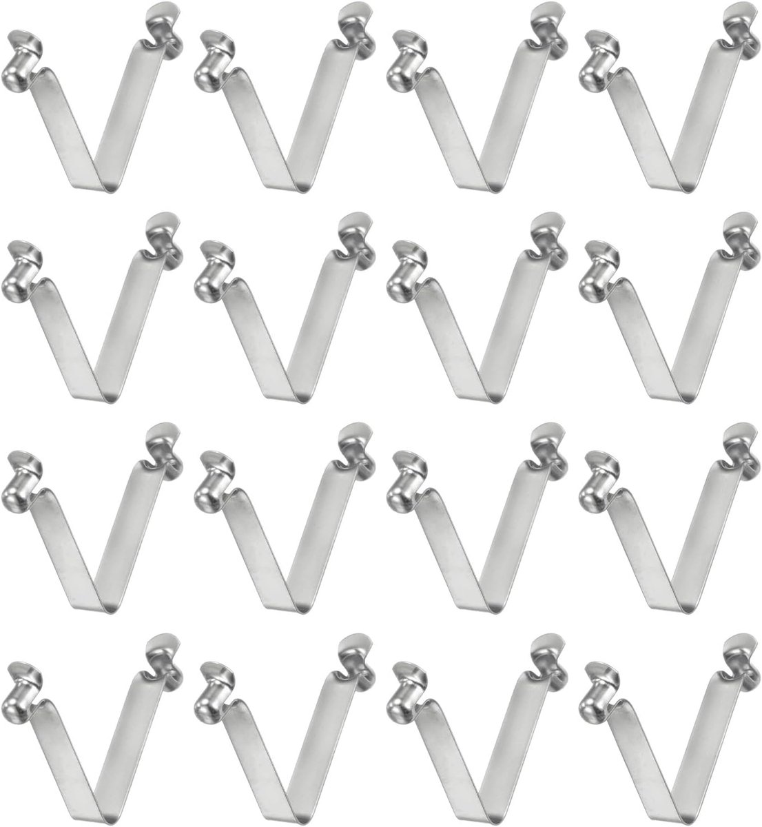 16 stuks klem met veer voor peddel, kajak met dubbele knop, 5 x 6,5 x 35 mm, 65 Mn clip, telescoopstang, buisvergrendeling, telescoopstang, V-vorm, veerstaal, voor tent, camping, parasol