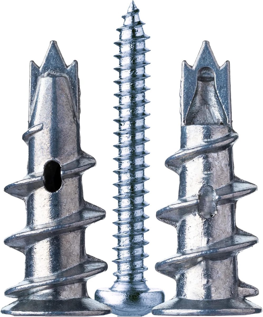 50 stuks, zelfborende gipsplaatdeuvels, metaal met schroeven, voor bevestiging in beton, baksteen, gipsplaten enz