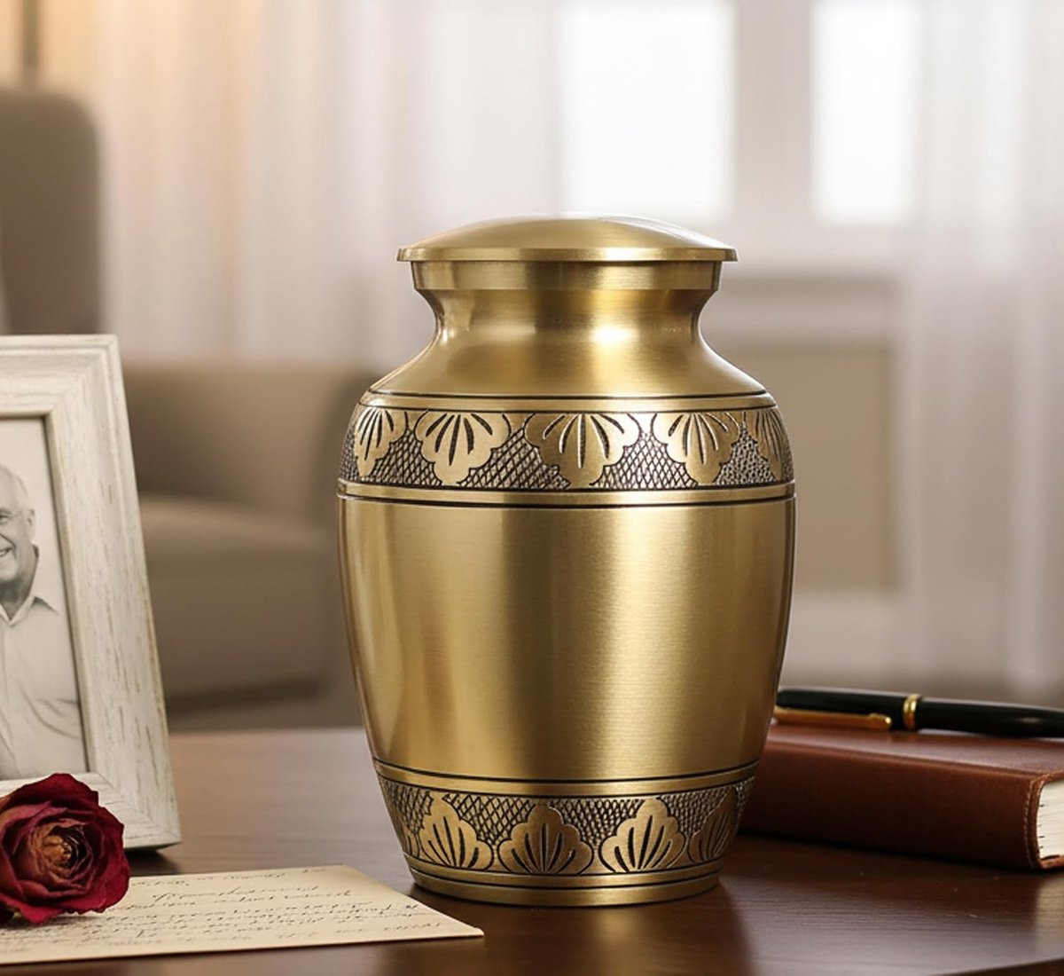 eSplanade Messing Crematie Urn - Memorial Container Pot Pot | Metalen Begrafenis Urn (Brons)