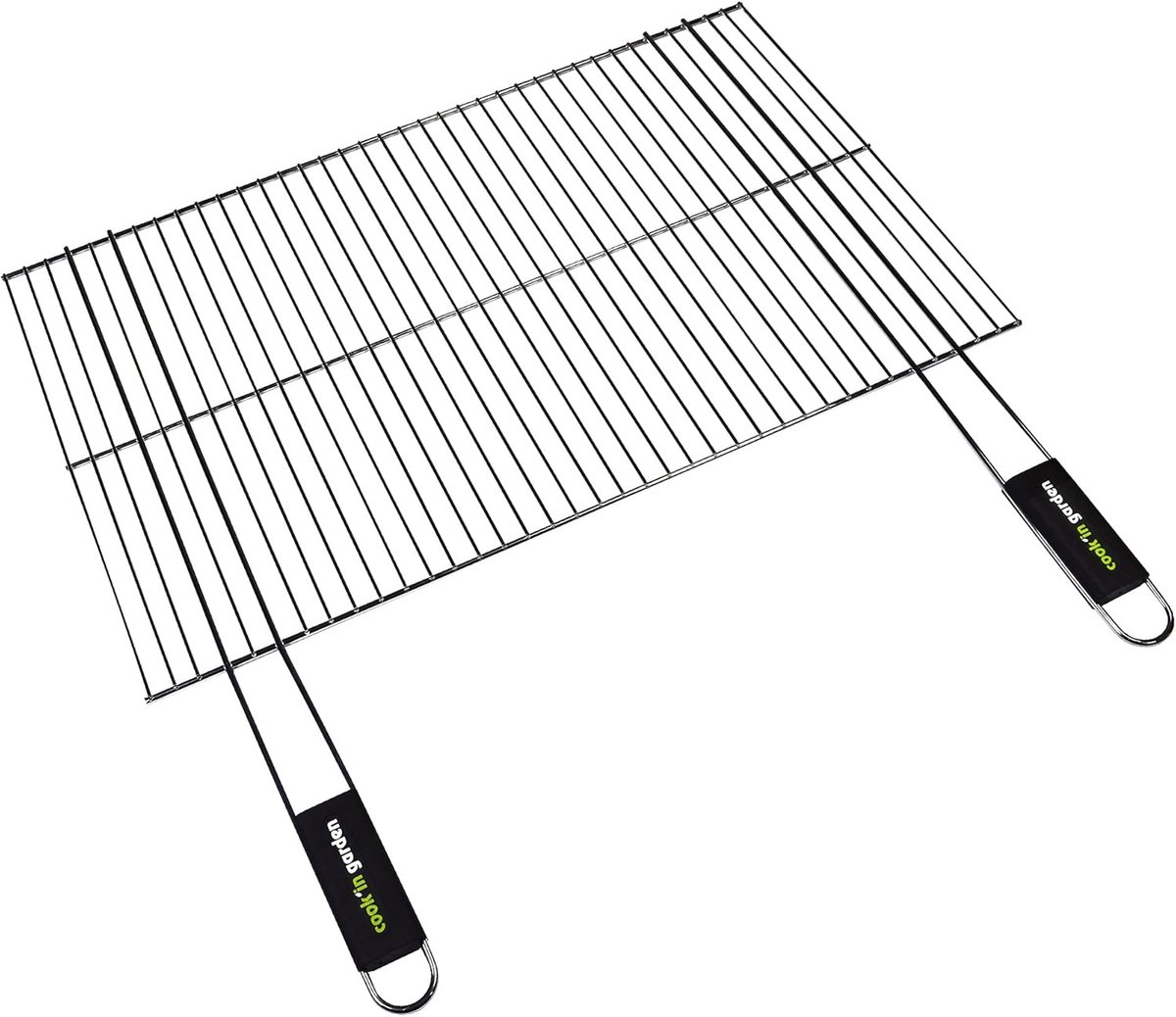Garden Verchroomd grillrooster 67 × 40 cm bestand tegen hoge temperaturen en vlammen comfortabele soft-touch handgreep compatibel met meerdere merken