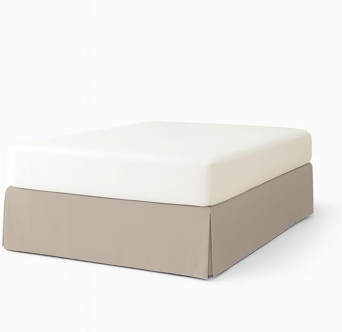 Bed Volant ATENEA – Boxspring Bedrok 180x200 cm – Bedhoogte 32 cm – Beschermhoes voor Boxspring of Bedbasis – Elegante & Wasbare Stof in Beige Kleur
